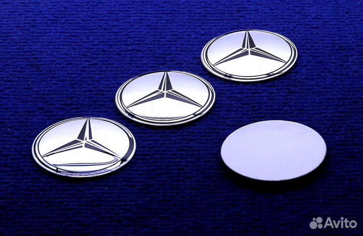 Комплект 3D наклеек колпачки Mercedes звезда 56мм