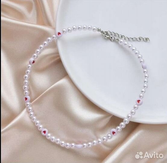 Ожерелье чокер имитация жемчуга