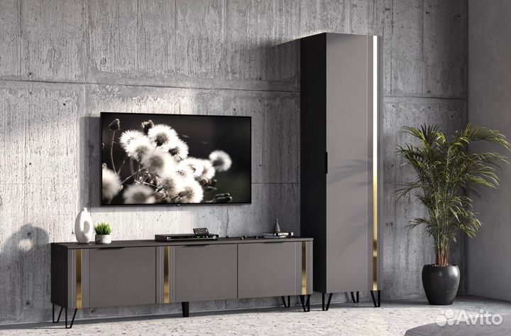 Тв тумба с пеналом. Графит