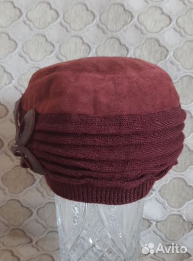 Шапка женская бордовая