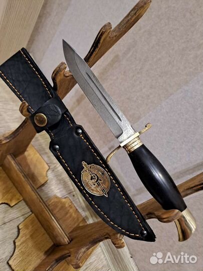 Нож финка Дамаск ножны из натуральной кожи