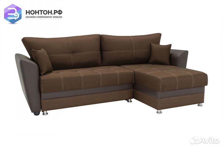 Диван угловой еврокнижка Амстердам коричневый