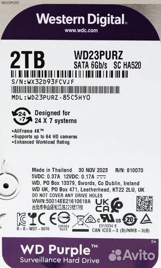 WD23purz, Диск HDD WD Purple SATA 3.5