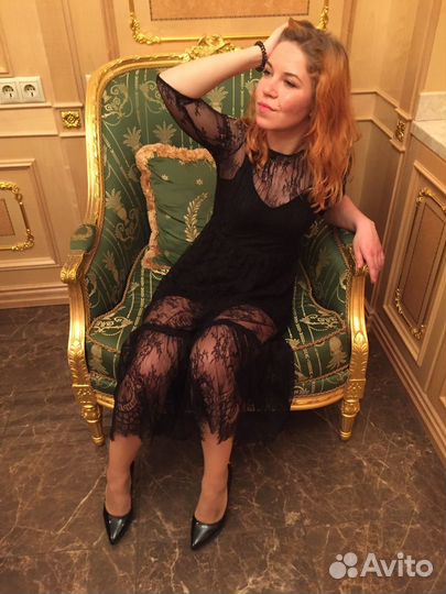 Платье черное кружевное