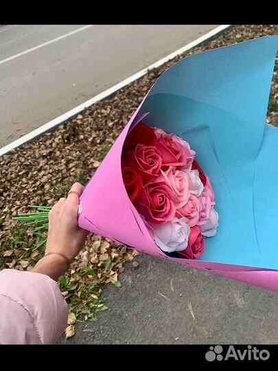 Букет роз из мыла