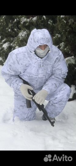Зимний маскировочный костюм цвет белый мультикам