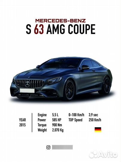 Постер на стену Mercedes Benz S63 AMG coupe