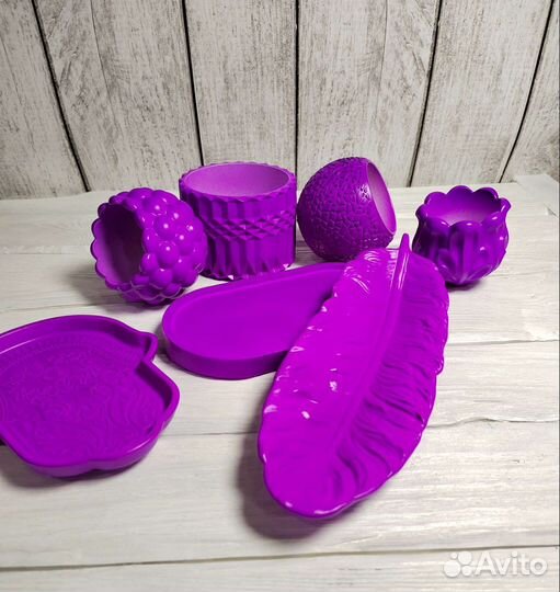 Гипсовое кашпо, подставка.Фиолет