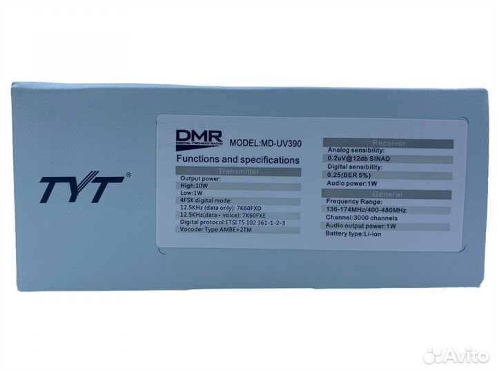 Цифровая рация TYT MD-UV390 DMR AES256 10W type C