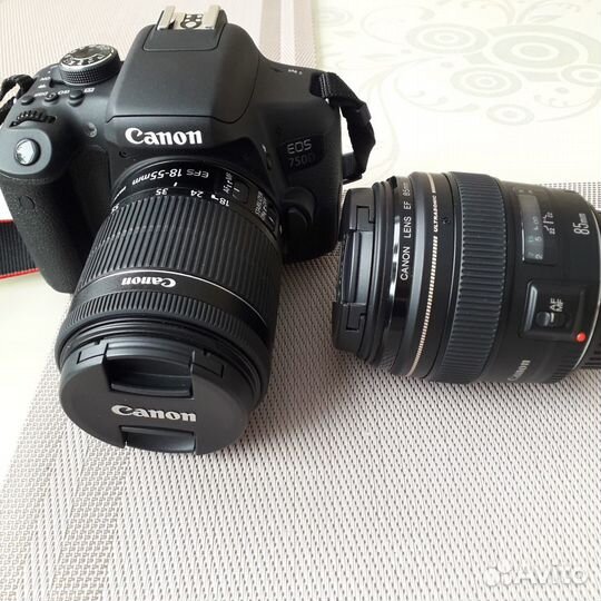Зерк фотоаппарат canon EOS750D с двумя объективами