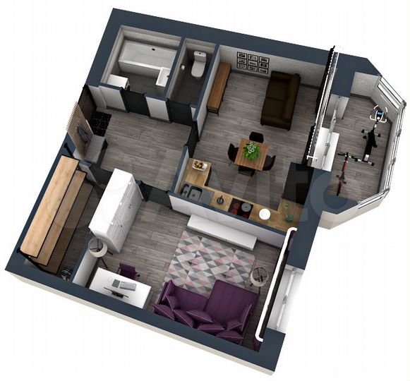 1-к. квартира, 48,7 м², 5/5 эт.