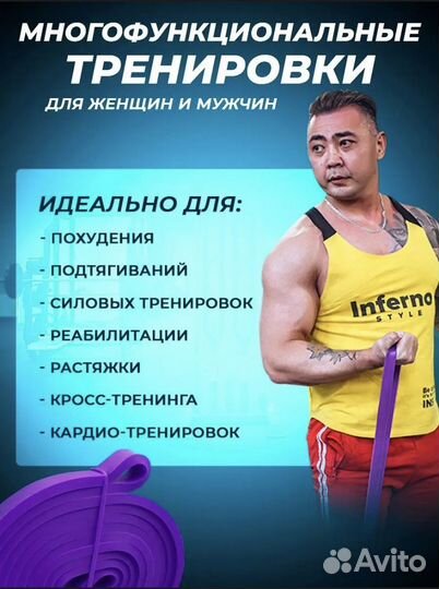 Фитнес резинка Фиолетовая 16-39 кг новая