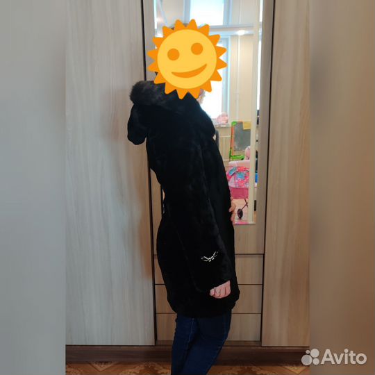 Шуба мутоновая с капюшоном