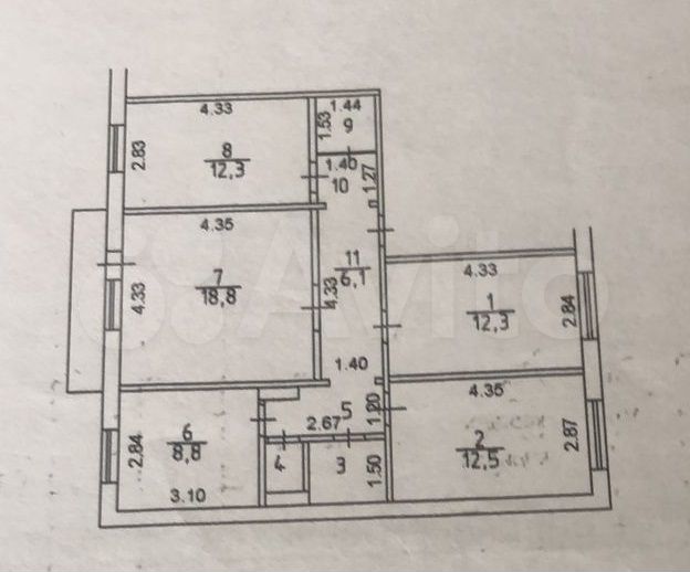 4-к. квартира, 81,3 м², 2/9 эт.
