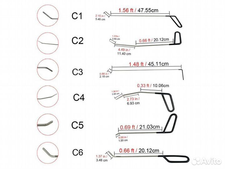 69957 Набор из 21 крючка для ремонта вмятин