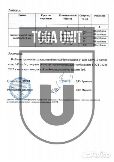 Баллистика (защита) в пятиточник ссо зт-1 Бр1
