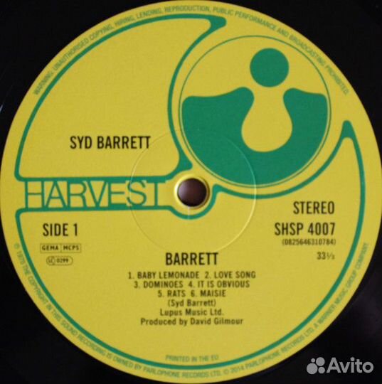 Виниловая пластинка PLG Syd Barrett Barrett (Black