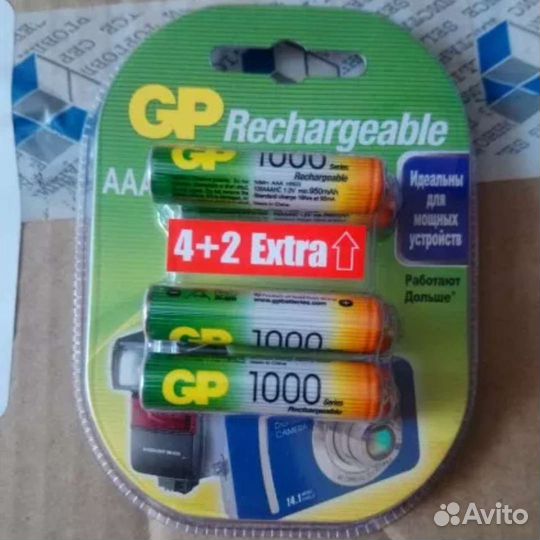 Аккумуляторные батарейки GP, 6 шт