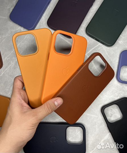 Чехол на iPhone 13 pro 14 pro Leather Case Magsafe
