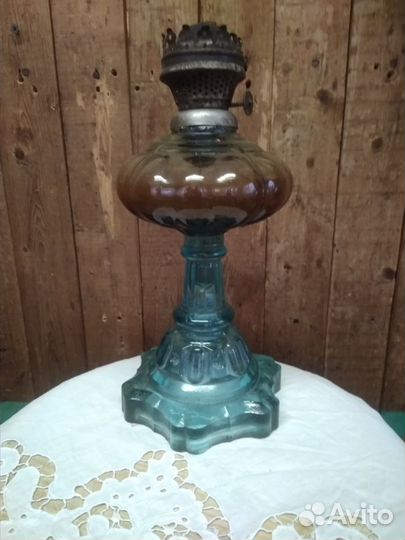 Лампа керосиновая ссср,купоросное стекло