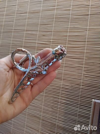 Заколка металлическая Краб для волос Роза 11 см