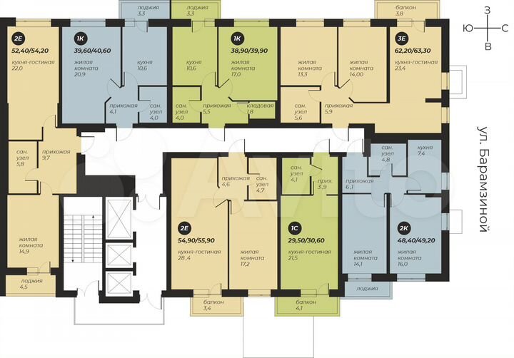 3-к. апартаменты, 66 м², 2/25 эт.