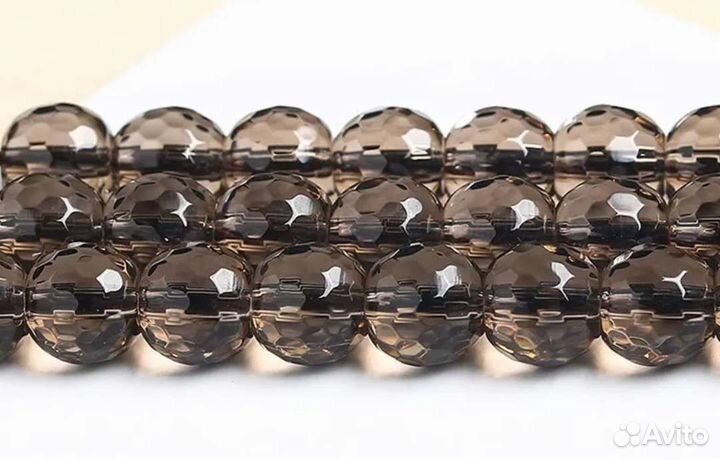 Бусины из натур. граненого дым. кварца 9-10 мм