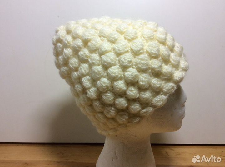 Молочная шапочка из итальянской пряжи,54-57,арт228