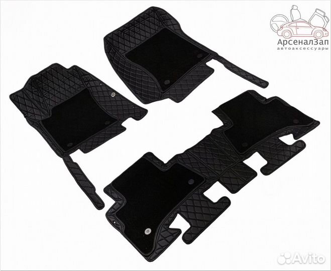 5d коврики экокожа Ниссан Кашкай черные черный шов