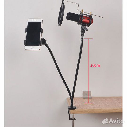 Стойка для микрофона на гусиной шее с поп фильтром