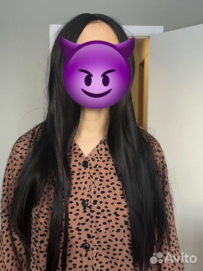 Парик черный, длинные волосы