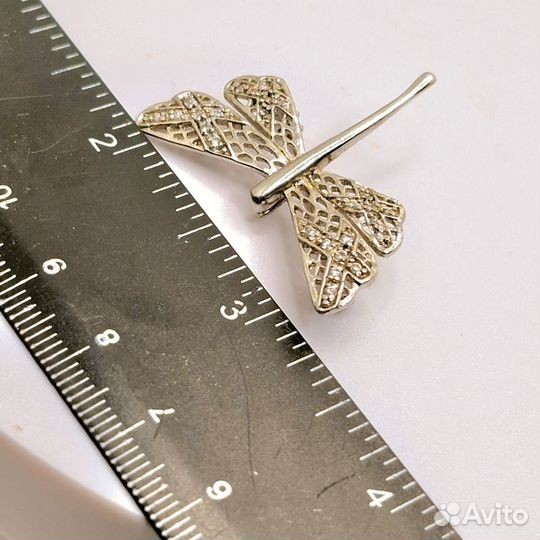 Брошь стрекоза серебро