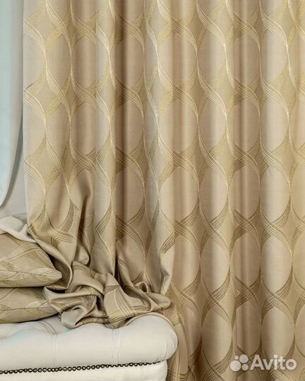 Шторы жаккард Альба Золотой песок