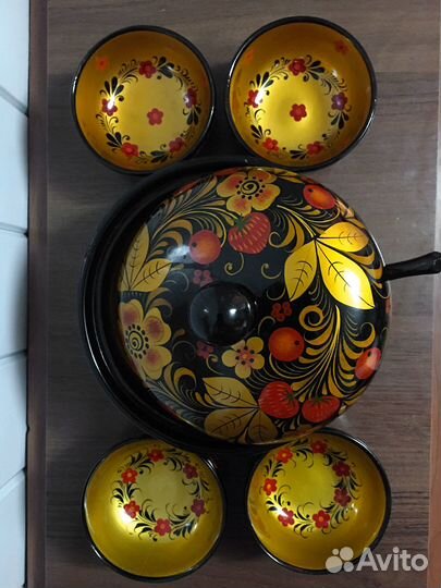 Набор для меда (варенья) Хохлома