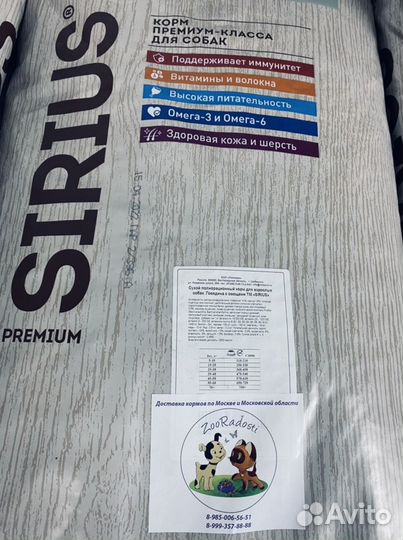 Сириус Sirius корм для собак