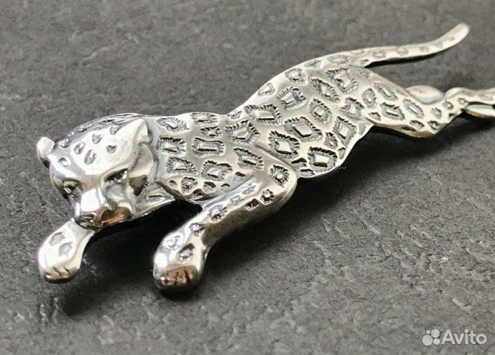 Брошь Леопард Мельхиор