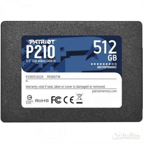 SSD накопитель Patriot SATA III 512Gb P210 2.5 (P2