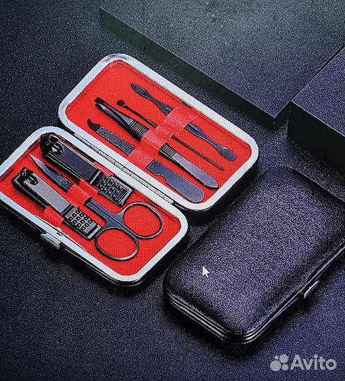 Набор ножниц, кусачки для ногтей, черные