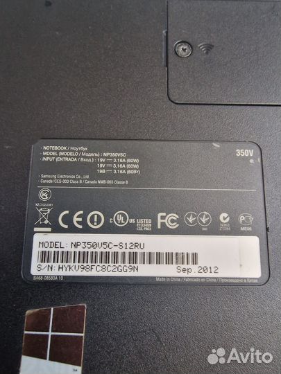 Ноутбук samsung np350v5c