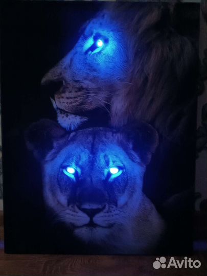 Картина Львы с подсветкой