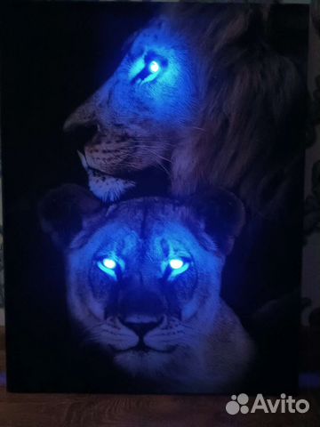 Картина Львы с подсветкой