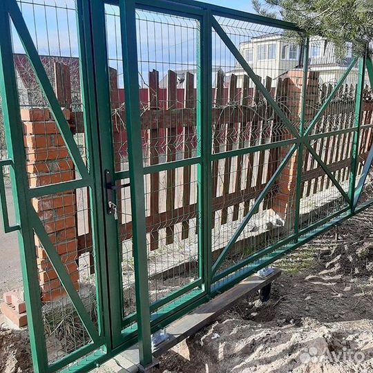 Откатные ворота+установка