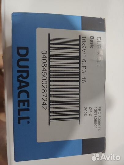 Батарейка крона duracell