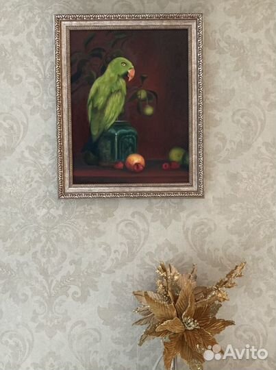 Картина маслом «попугай»