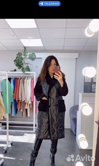 Пальто комбинированое