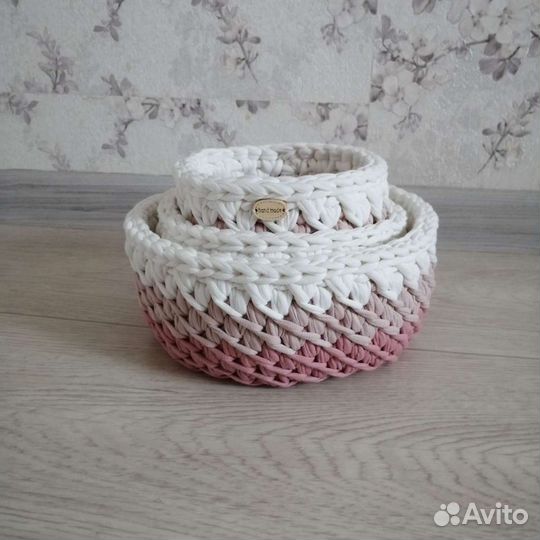 Набор корзин из трикотажной пряжи