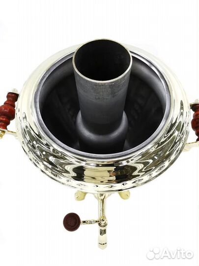 Современный самовар на дровах латунный Рюмка 2,7л