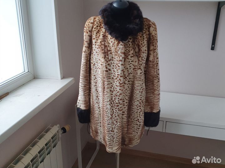 Шуба норковая, свободный размер, с принтом