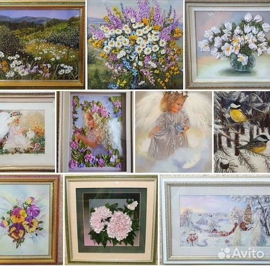 Картина вышитая лентами