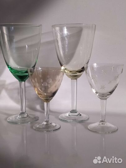 Фужеры и рюмки из цветного стекла СССР